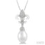Fleur De Lis Pearl & Diamond Pendant