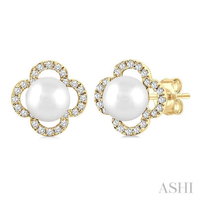 Clover Pearl & Petite Diamond Earrings