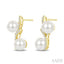 2 Stone Pearl & Diamond Fashion Earrings