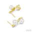 2 Stone Pearl & Diamond Fashion Earrings