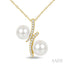 2 Stone Pearl & Diamond Fashion Pendant