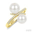 2 Stone Pearl & Diamond Fashion Ring