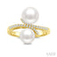2 Stone Pearl & Diamond Fashion Ring