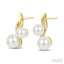 2 Stone Pearl & Diamond Fashion Earrings