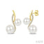 2 Stone Pearl & Diamond Fashion Earrings