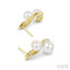 2 Stone Pearl & Diamond Fashion Earrings