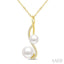 2 Stone Pearl & Diamond Fashion Pendant