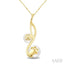 2 Stone Pearl & Diamond Fashion Pendant