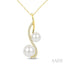 2 Stone Pearl & Diamond Fashion Pendant