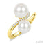2 Stone Pearl & Diamond Fashion Ring