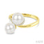 2 Stone Pearl & Diamond Fashion Ring