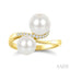 2 Stone Pearl & Diamond Fashion Ring