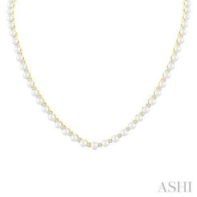 Pearl & Diamond Straightline Fashion Necklace