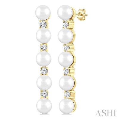 Pearl & Diamond Straightline Fashion Earrings
