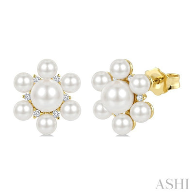 Floral Pearl & Diamond Fashion Earrings