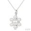 Floral Pearl & Diamond Fashion Pendant