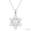 Floral Pearl & Diamond Fashion Pendant