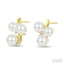 3 Stone Pearl & Diamond Fashion Earrings