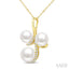 3 Stone Pearl & Diamond Fashion Pendant