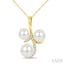 3 Stone Pearl & Diamond Fashion Pendant