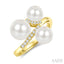 3 Stone Pearl & Diamond Fashion Ring