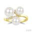3 Stone Pearl & Diamond Fashion Ring