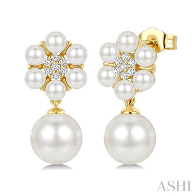 Floral Pearl & Diamond Fashion Earrings