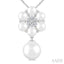 Floral Pearl & Diamond Fashion Pendant