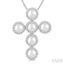Cross Pearl & Halo Diamond Fashion Pendant
