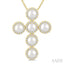 Cross Pearl & Halo Diamond Fashion Pendant