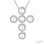 Cross Pearl & Halo Diamond Fashion Pendant
