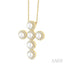 Cross Pearl & Halo Diamond Fashion Pendant