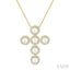 Cross Pearl & Halo Diamond Fashion Pendant