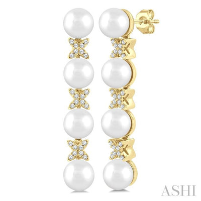 Pearl & Diamond Floral Fashion Earrings