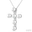 Cross Pearl & Diamond Fashion Pendant