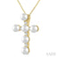 Cross Pearl & Diamond Fashion Pendant