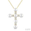 Cross Pearl & Diamond Fashion Pendant