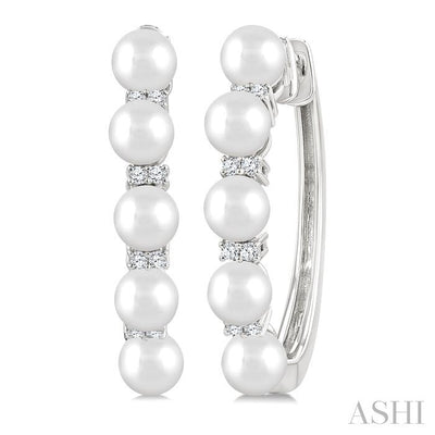 Pearl & Diamond Fashion Hoop Earrings