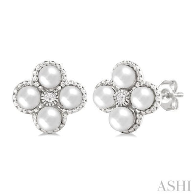 Clover Pearl & Diamond Fashion Earrings