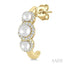 Pearl & Halo Diamond Half Hoop Earrings