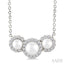Round Shape Past Present & Future Pearl & Halo Diamond Pendant