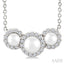 Round Shape Past Present & Future Pearl & Halo Diamond Pendant