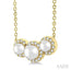 Round Shape Past Present & Future Pearl & Halo Diamond Pendant