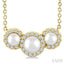 Round Shape Past Present & Future Pearl & Halo Diamond Pendant