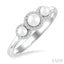 Round Shape Past Present & Future Pearl & Halo Diamond Ring