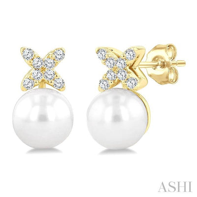 Pearl & Diamond Floral Fashion Earrings