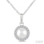 Pearl & Halo Diamond Pendant