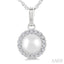 Pearl & Halo Diamond Pendant