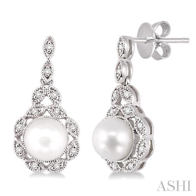 Pearl & Halo Diamond Fashion Earrings