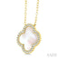 Clover Mother Of Pearl & Halo Diamond Pendant